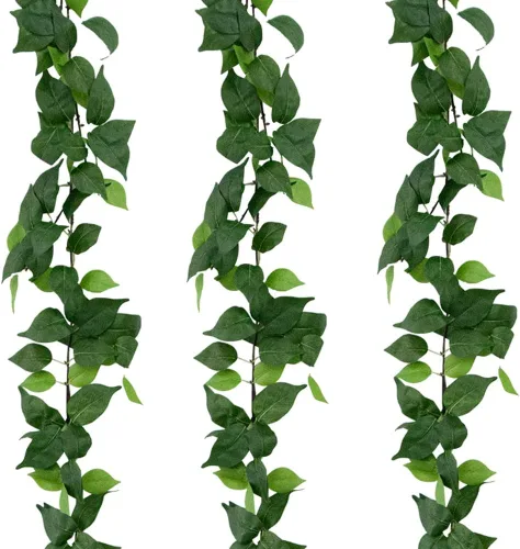 Miniatura 15 de Dallisten 3 hebras de enredaderas artificiales de ruscus italiano, guirnalda de vid de seda de 73 pulgadas con hojas verdes, plantas colgantes
