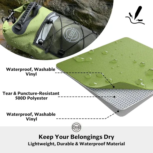 Miniatura 2 de STOVER 5/10/25/30/40/55L Waterproof Dry Bag- Roll-Top Backpack w/Phone Case- Kayaking, Hiking, Camping, Boating- Men/Women 25L Verde