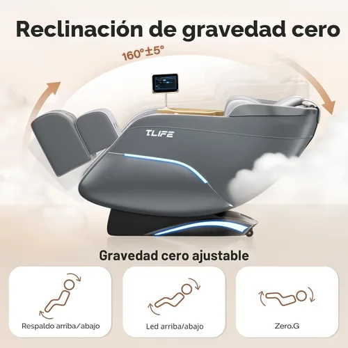 Miniatura 7 de TLIFE Silla de masaje de cuerpo completo, reclinable de gravedad cero de 160° con escaneo corporal, silla de masaje Shiatsu SL-Track de 50 pulgadas