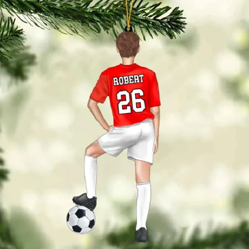 Miniatura 5 de Adorno de Navidad personalizado para jugador de fútbol; regalo personalizado para colgar en el árbol de Navidad 2D; gran idea de regalo