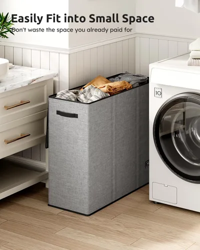 Miniatura 5 de SOLEDI Cesta de ropa sucia de 180L de 3 secciones, cesta de ropa sucia extra grande con tapa, cesta de ropa sucia con asa resistente, organizador