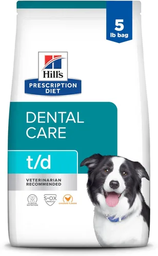 Alimento seco para perros Hill's Prescription Diet t/d Dental Care sabor pollo, dieta veterinaria, bolsa de 5 lb