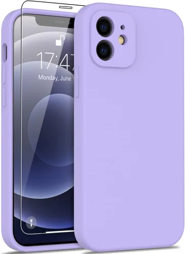 Miniatura 87 de DEENAKIN Funda de silicona compatible con iPhone 12 con protector de pantalla, mejora la protección de la cámara, funda protectora suave y flexible