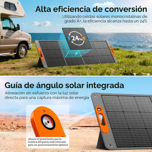 Miniatura 4 de Panel solar portátil de 200 W para estación de energía, cargador de panel solar plegable ETFE de alta eficiencia al 24%, QC3.0, tipo C 60W, salida