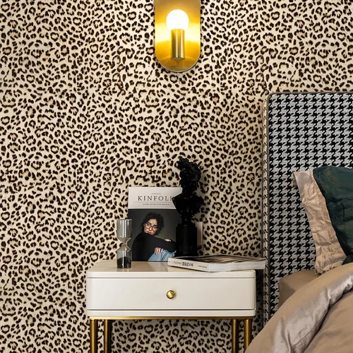 Miniatura 3 de HueBurst - Papel pintado de leopardo de 17.3"x120" despegar y pegar, papel de contacto autoadhesivo, papel pintado marrón extraíble, impermeable