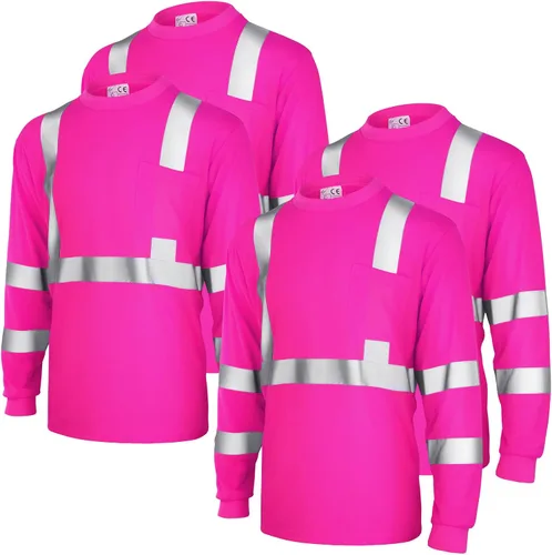 Miniatura 11 de Amylove 4 camisetas de seguridad de manga larga reflectantes de alta visibilidad, camisetas de trabajo de construcción para hombres y mujeres