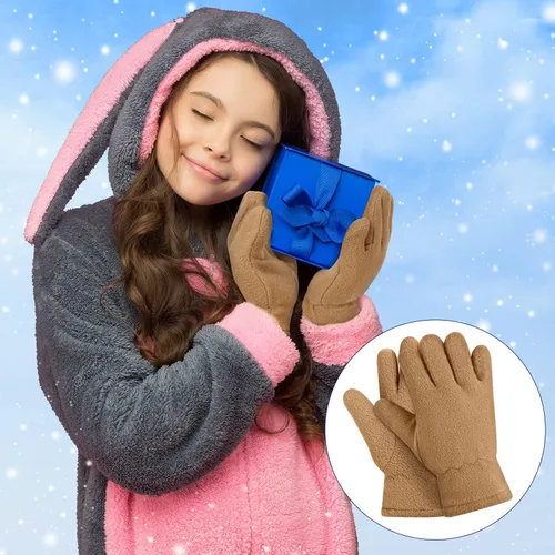 Miniatura 7 de SATINIOR 3 pares de guantes de invierno de forro polar para niños, guantes cálidos de dedos completos para niños, niñas, niños, suministros