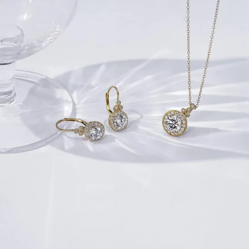 Miniatura 6 de Tienda Essentials Collar con colgante antiguo de plata de ley chapada en platino con elementos infinitos y circonitas de corte redondo