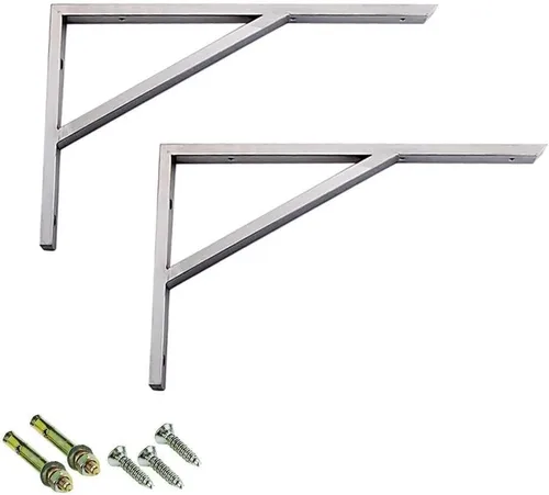 Miniatura 12 de Soportes triangulares de acero inoxidable para encimera de mármol grueso, 2 estilos, juego de 2 estantes de mesa de oficina resistentes para mesa