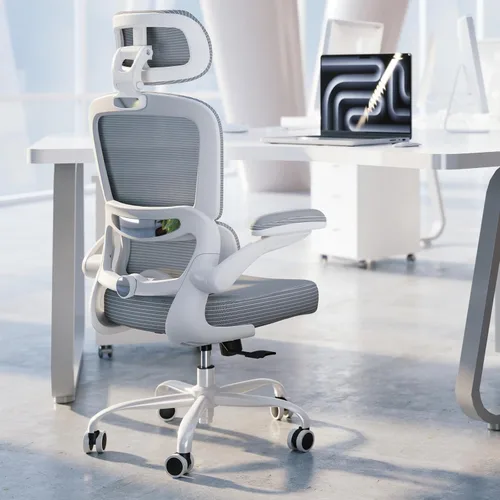 Miniatura 19 de TRALT Silla ergonómica de oficina, silla de escritorio con reposacabezas ajustable, silla de computadora de soporte lumbar, silla cómoda de malla