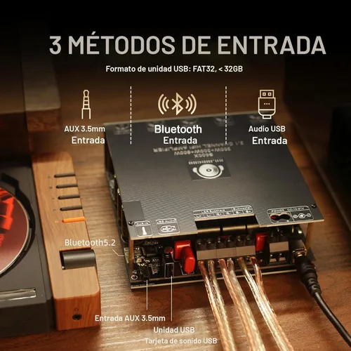 Miniatura 3 de DAJUNGUO S600X Placa de Amplificador de 2.1 Canales 300W+300W+600W de Salida de Potencia, Chip TPA3255, Bluetooth 5.2, Negro