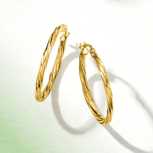 Miniatura 5 de Ross-Simons - Aretes de aro retorcido de oro amarillo italiano de 14 quilates