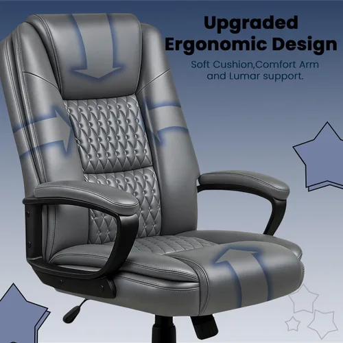 Miniatura 7 de OFIKA Silla de Oficina para el Hogar, Silla Grande y Alta de 400 LBS Diseño de Servicio Pesado, Cojín Ergonómico de Respaldo Alto Soporte Lumbar Gris