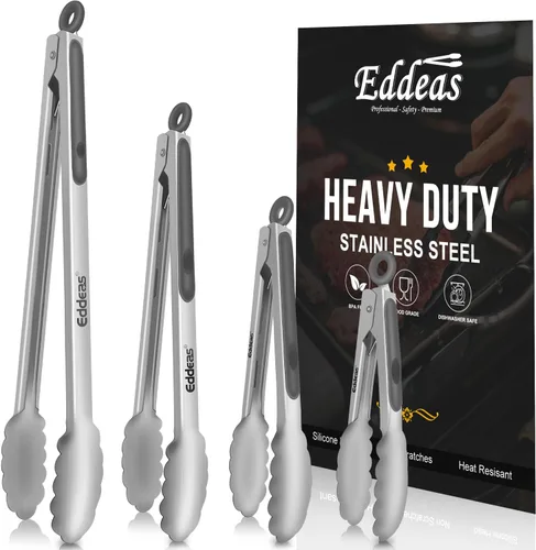 Miniatura 13 de Pinzas para cocinar – Pinzas de cocina de acero inoxidable de 600 grados resistentes al calor, pinzas de bloqueo de metal resistente, perfectas