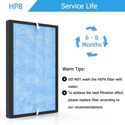 Miniatura 4 de Filtro de repuesto HP8 compatible con purificador de aire SimPure HP8, SP-HP8-RF, paquete de 2