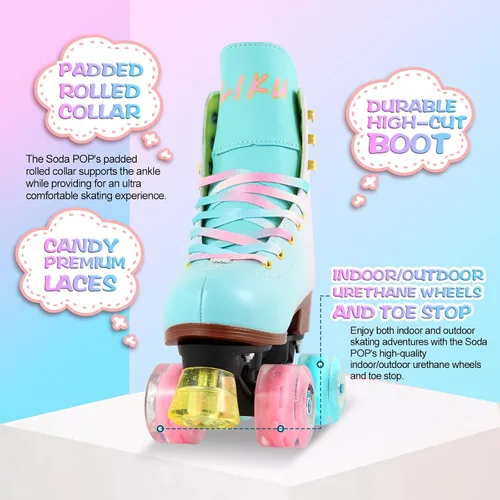 Miniatura 3 de LIKU Patines de cuatro ruedas para niñas y mujeres con todas las ruedas iluminadas, patines de cordones iluminados para interiores y exteriores