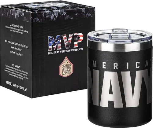Miniatura 11 de Military Gift Shop Vaso Térmico de Café de Viaje de la Fuerza Aérea de Acero Inoxidable con Aislamiento al Vacío de Doble Pared Negro de 12 Onzas