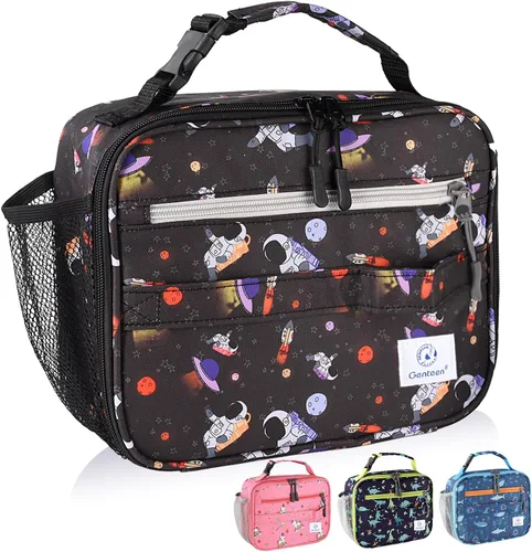 Miniatura 11 de Genteen Paquete de 2 bolsas de almuerzo suaves aisladas con doble cremallera, resistente, congelable y reutilizable para niños, hombres