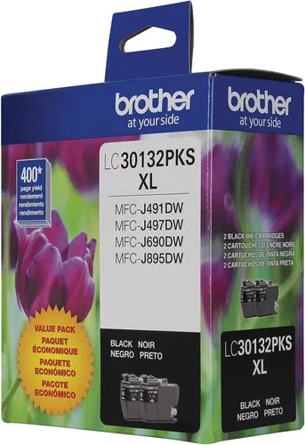 Miniatura 7 de Brother LC30132PKS - Paquete de 2 cartuchos de tinta negra de alto rendimiento, rendimiento de página de hasta 400 páginas/cartucho, LC3013 Negro
