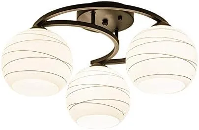 Miniatura 2 de Lámpara colgante de techo semiempotrada, moderna pantalla de globo en cristal ópalo con marco de luna negra, luz colgante para cocina, sala de 3