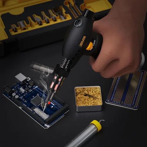 Miniatura 9 de LEXIVON Kit multifunción de antorcha de butano Estación de soldadura de autoencendido, prémium, con llama ajustable Grado Profesional