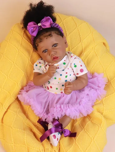 Miniatura 3 de HOOMAI - Muñeca imitación de bebé real, con cuerpo suave de 22.8 pulgadas, muñeca realista de niña afroamericana