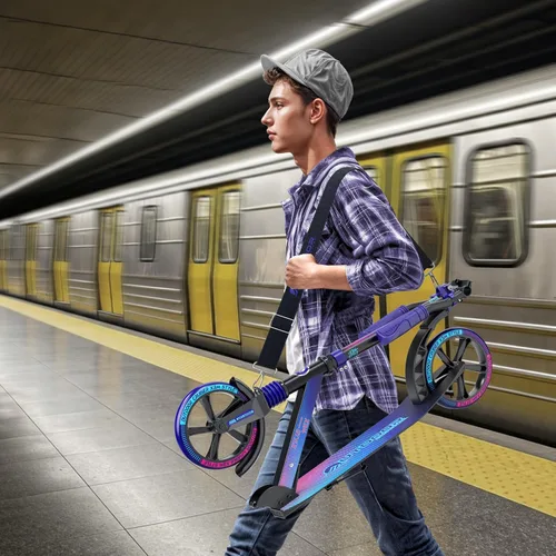 Miniatura 3 de Outdoor Cruiser Patinete para edades de 6+, para niños, adolescentes y adultos, carga máxima 250 LBS, plegable, ruedas grandes de 8 pulgadas, doble