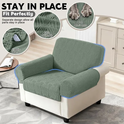Miniatura 4 de VANSOFY Fundas de cojín para sofá seccional, Fundas de cojín de sofá de jacquard elásticas, Fundas protectoras lavables para muebles de sofá