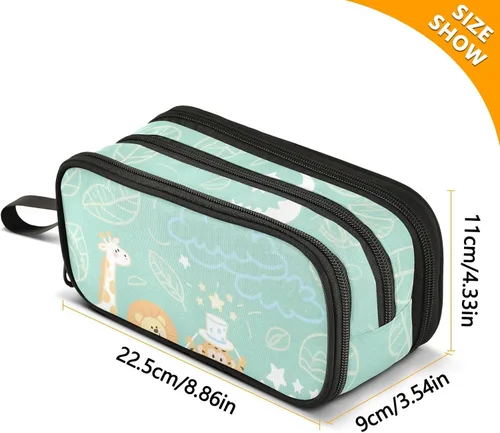 Miniatura 3 de Nylon Pencil Bag With Zipper Funny Animal Giraffe Leaf Sage Green High Capacity Pen Pencil Case Stationery Organizer for Preppy School Women estuche