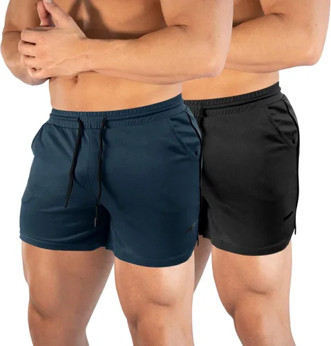 Miniatura 5 de TEZO Pantalones cortos de entrenamiento para hombre, 5 pulgadas, para gimnasio, atletismo, correr, entrenamiento, de secado rápido, pantalones