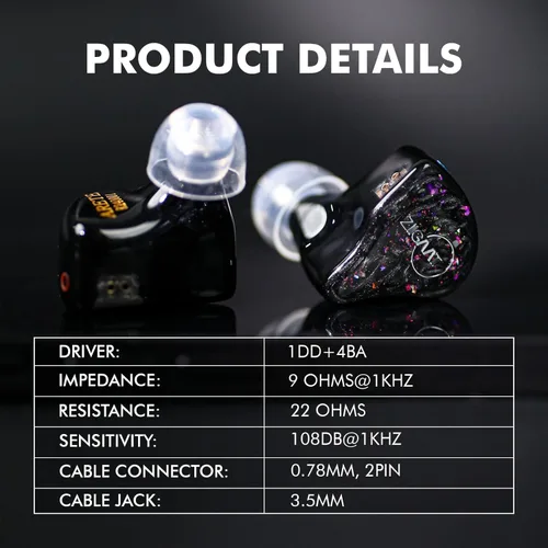Miniatura 8 de Linsoul ZiiGaat x Fresh Reviews Arete in Ear Monitor, 1DD+4BA Hybrid Earphone IEM, auriculares para juegos con cable, monitor de estudio tuning