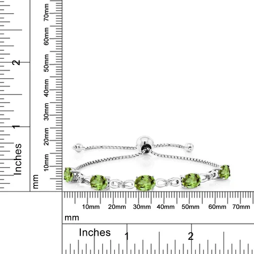 Miniatura 8 de Gem Stone King Pulsera de tenis de diamantes cultivados en laboratorio con piedra natal de 3-6 quilates para mujer, plata de ley 925, ovalada