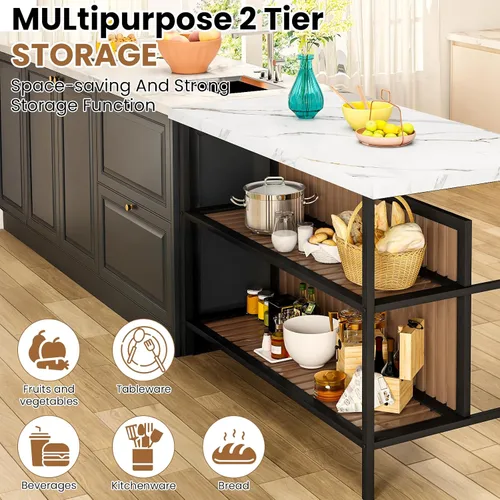 Miniatura 6 de DKLGG Isla de cocina con taburetes y almacenamiento, juego de mesa de comedor moderno para 2, juegos de cocina y comedor de 3 piezas, mesa de isla