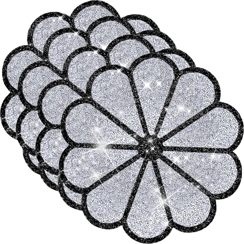 Miniatura 18 de Juego de 1 mantel individual redondo en negro, manteles individuales brillantes resistentes al calor, lavables, para cena, cocina, boda, decorativos