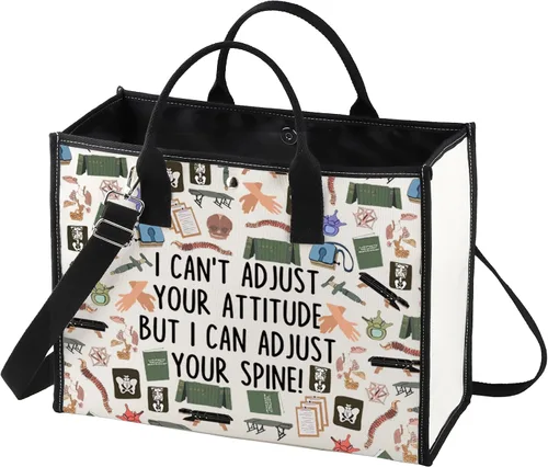 Miniatura 7 de LEVLO Bolsa de cosméticos para quiroprácticos, regalo para terapeuta de masaje, no puedo ajustar tu actitud, pero puedo ajustar tu columna vertebral