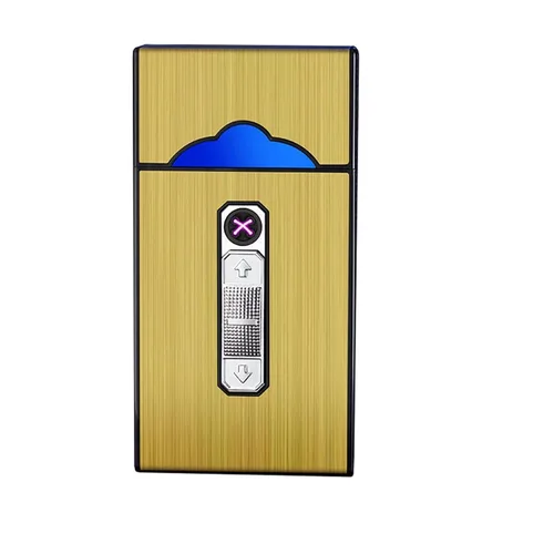 Miniatura 9 de Caja de cigarrillos de aluminio con encendedor eléctrico, encendedor USB recargable, regalo para mujeres, hombres, padre, madre (negro)