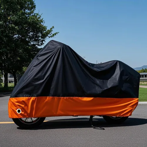 Miniatura 7 de XYZCTEM Cubierta para motocicleta para todo el año, negra, impermeable, para sol, se adapta hasta motores de 97" (Tamaño X y orificios de bloqueo)