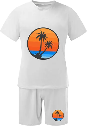 Miniatura 3 de Men's 2 Piece Outfits Lightweight Classic-Fit Short Sleeve Graphic Tees Printed Shorts Breathable Sport Set