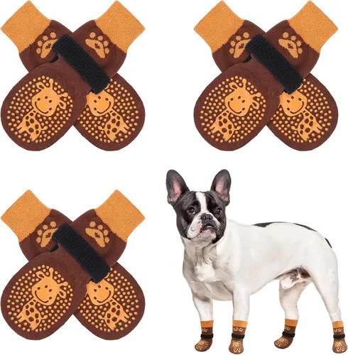 Miniatura 60 de SCENEREAL 6 piezas de calcetines antideslizantes para perros para prevenir lamido de patas para pavimento caliente/frío, calcetines de agarre