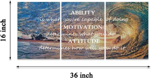 Miniatura 7 de Pósteres inspiradores motivacionales para pared, pintura en lienzo con diseño de salida del sol, mar azul, océano, paisaje natural, decoración