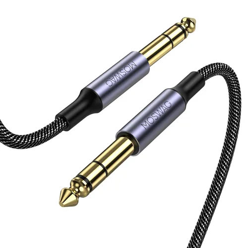 Miniatura 11 de MOSWAG Cable de audio TRS 1M, interconexión equilibrada de 1/4" a 1/4", trenza de nailon, compatible con guitarra eléctrica, bajo, mezcla