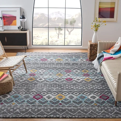 Miniatura 56 de SAFAVIEH Amsterdam Collection Alfombra Decorativa - 2.3 pies x 4 pies, Negro & Multi, Diseño Marroquí Bohemio, Sin Desprendimiento y Fácil Cuidado