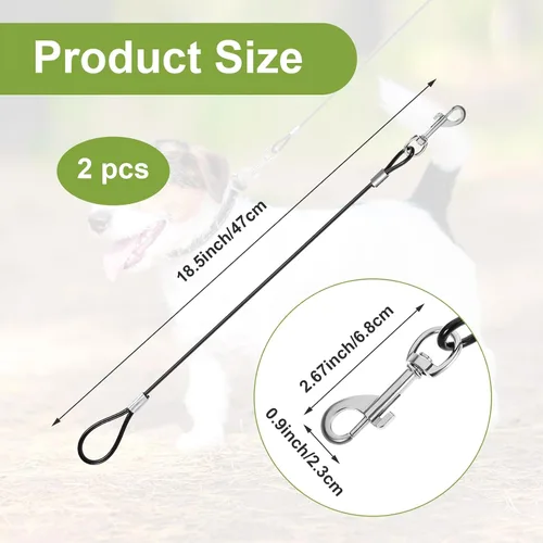 Miniatura 2 de Xindojuz - 2 correas extensoras de correa para perros a prueba de mordidas para entrenamiento, correas retráctiles resistentes para perros pequeños