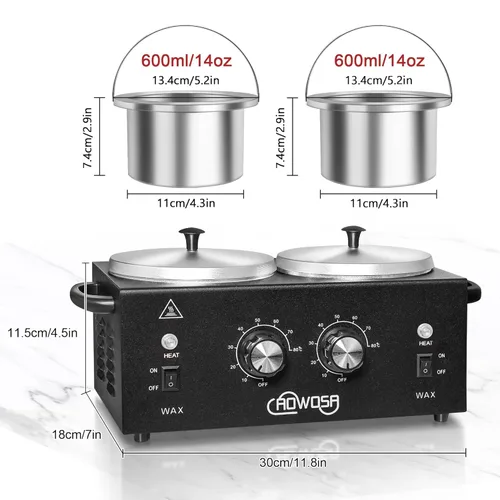 Miniatura 8 de Kit profesional de depilación, máquina calentadora de cera con olla doble, gran capacidad para sala de spa y uso doméstico, ollas antiadherentes