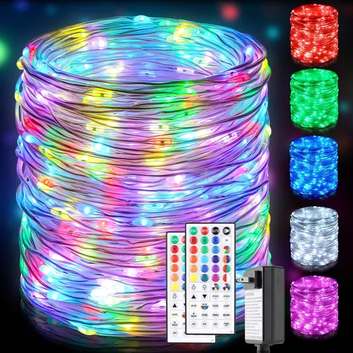 Miniatura 9 de Omika guirnalda de luces LED multicolor, cambian de color, impermeables, luces intermitentes con control remoto para interiores, exteriores