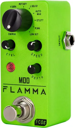 Pedal de Modulación Mini FLAMMA FC05 con Coro, Brida, Trémulo, Phaser, Vibrato, Rotary, Autowah Líquido, Tartamudeo, Anillo, LowBit Modulación FC05