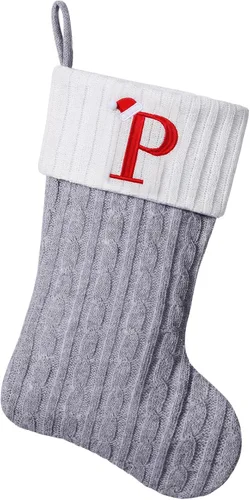Miniatura 63 de Medias de Navidad personalizadas de 19 pulgadas con iniciales bordadas, medias de Navidad de punto negro para decoraciones de vacaciones familiares