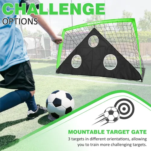 Miniatura 4 de BOHEN 6x4 FT / 9x5 FT Kids Soccer Goals with Carry Bag, Portable Folding Soccer Net for Backyard Training, Indoor/Outdoor Use for Youth and Adult