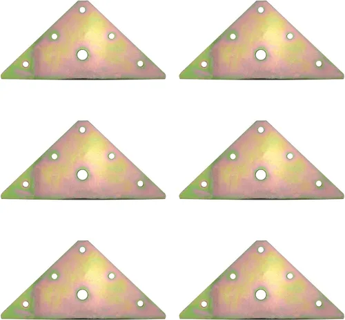 6 piezas de placas de reparación triangulares con tornillos de montaje, 4.84 x 3.5 pulgadas, color zinc metal fijación recta estante de unión esquina