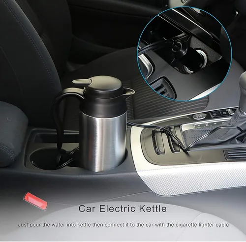 Miniatura 7 de Caldera de 12 V para automóvil – Hervidor de agua de viaje de 22.0 fl oz, calentador de agua de acero inoxidable para auto, calentador de taza